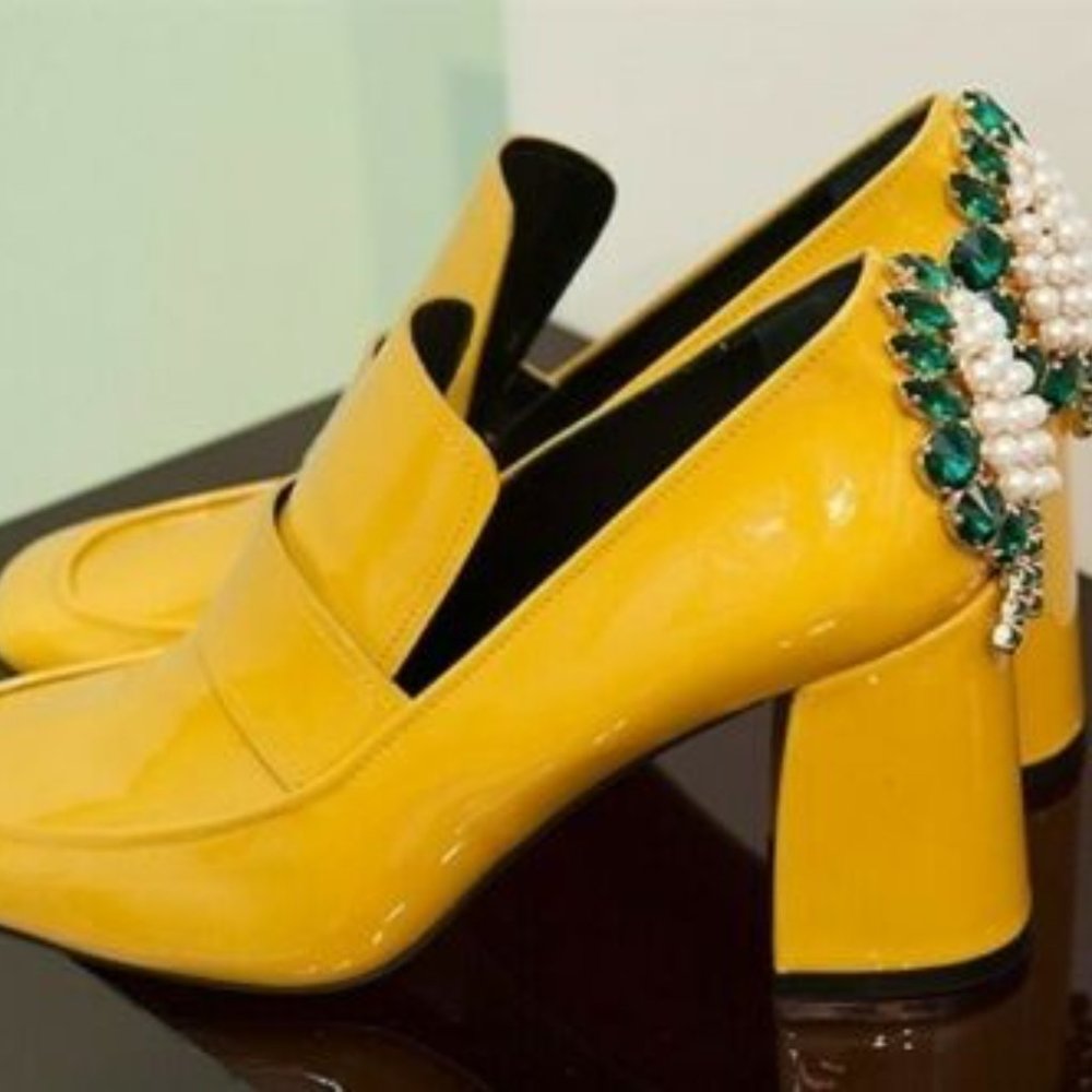 COLIAC Embellished Leather Kate Crystals Heels